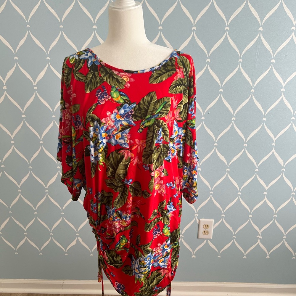 Floral Red Tunic Dress